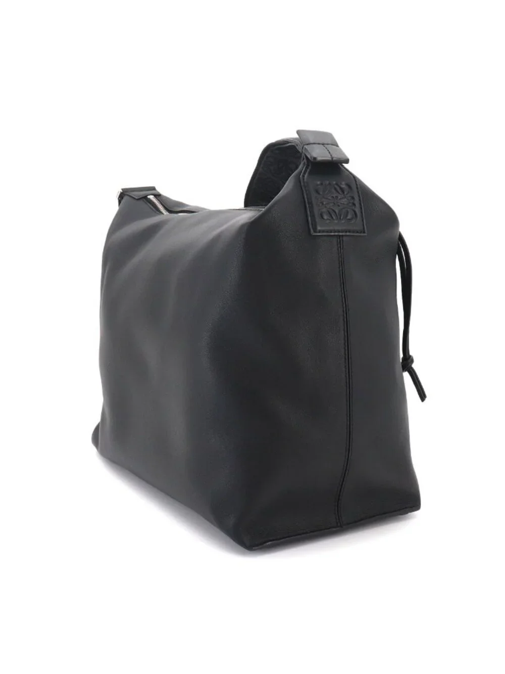 Loewe Cubby Crossbody Shoulder Bag Leather Black Silver
